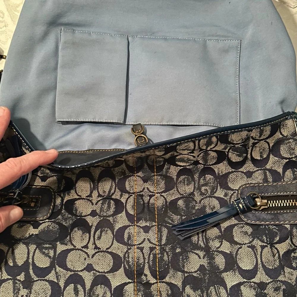 Rare Limited Edition Vintage Coach Y2K Denim Blue Tie-Dye Signature Hobo